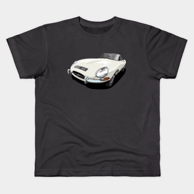 Jaguar e-type roadster Kids T-Shirt by candcretro